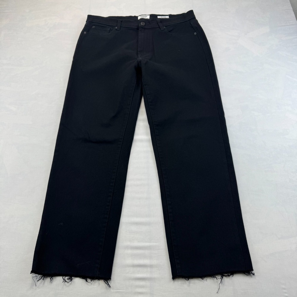 Kensie The Slim Jeans Womens 8/29 Black Denim Stretch Frayed Hem Straight Leg